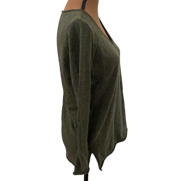 J Crew Factory olive green plush wool blend center rib v-neck sweater size XS - Picture 3 of 13